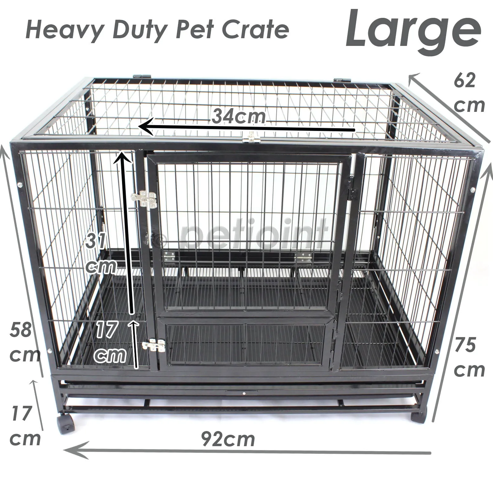 36" Large Heavy Duty Metal Pet Cage Crate Kennel House Dog Cat Kitten