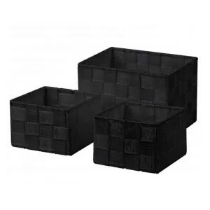 3PC Woven Black Storage Boxes