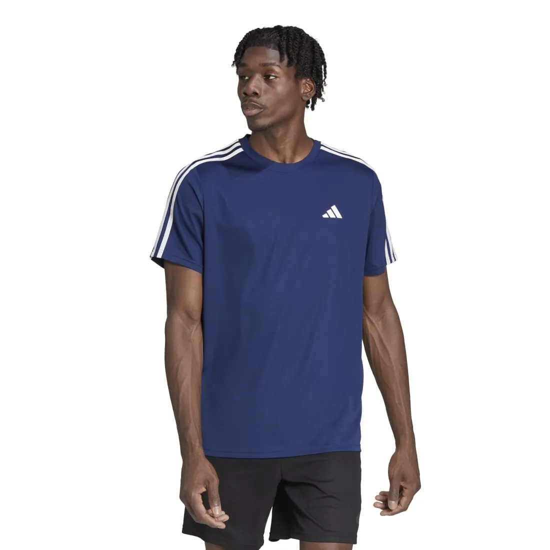 Adidas Adidas Train Essentials Base 3- Stripes Training Men's T-Shirt Blue