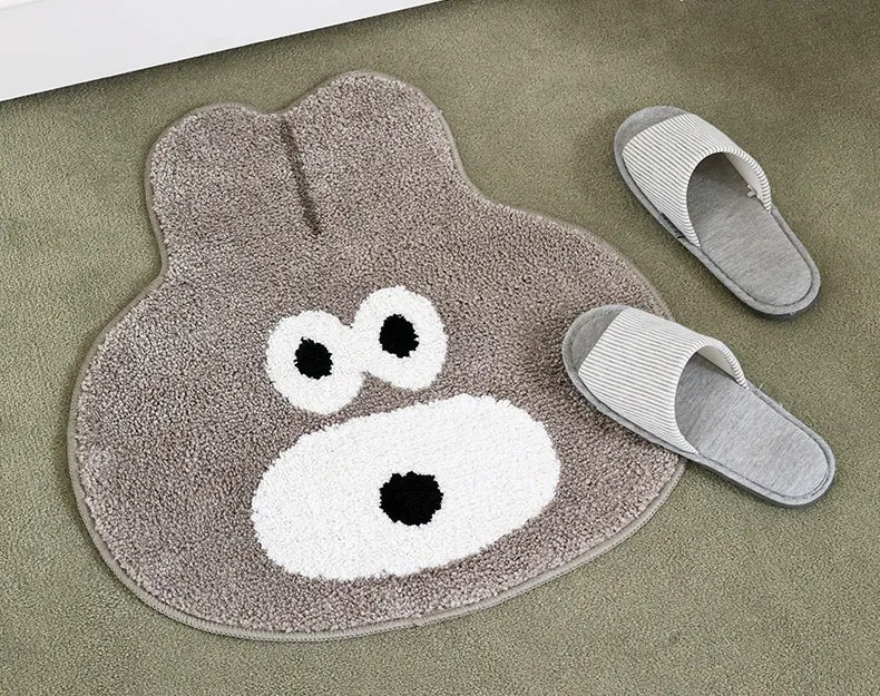 Bunny Puppy Cute Characters Shaped Floor Mats Rugs Bathroom Home Bed Door Foot Pads Felt Anti-slip