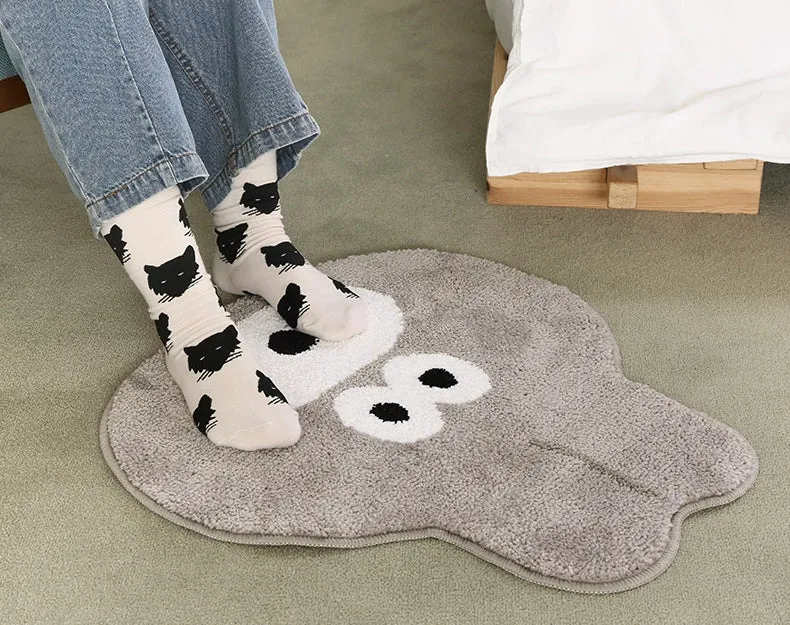 Bunny Puppy Cute Characters Shaped Floor Mats Rugs Bathroom Home Bed Door Foot Pads Felt Anti-slip