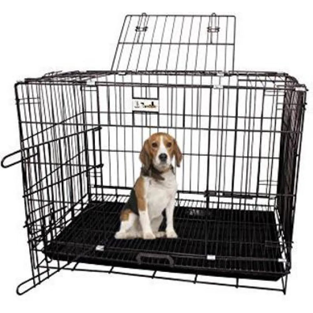 Chullbull Dual Door Heavy Duty Iron Powder Coated with Removable Tray Carrier for Dogs and Cats (Black)