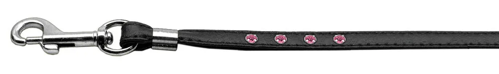 Color Crystal Leash Black W- Pink Stones Silver Hardware