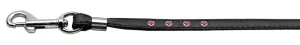 Color Crystal Leash Black W- Pink Stones Silver Hardware