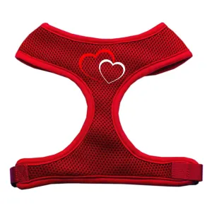 Double Heart Design Soft Mesh Harnesses Red Large