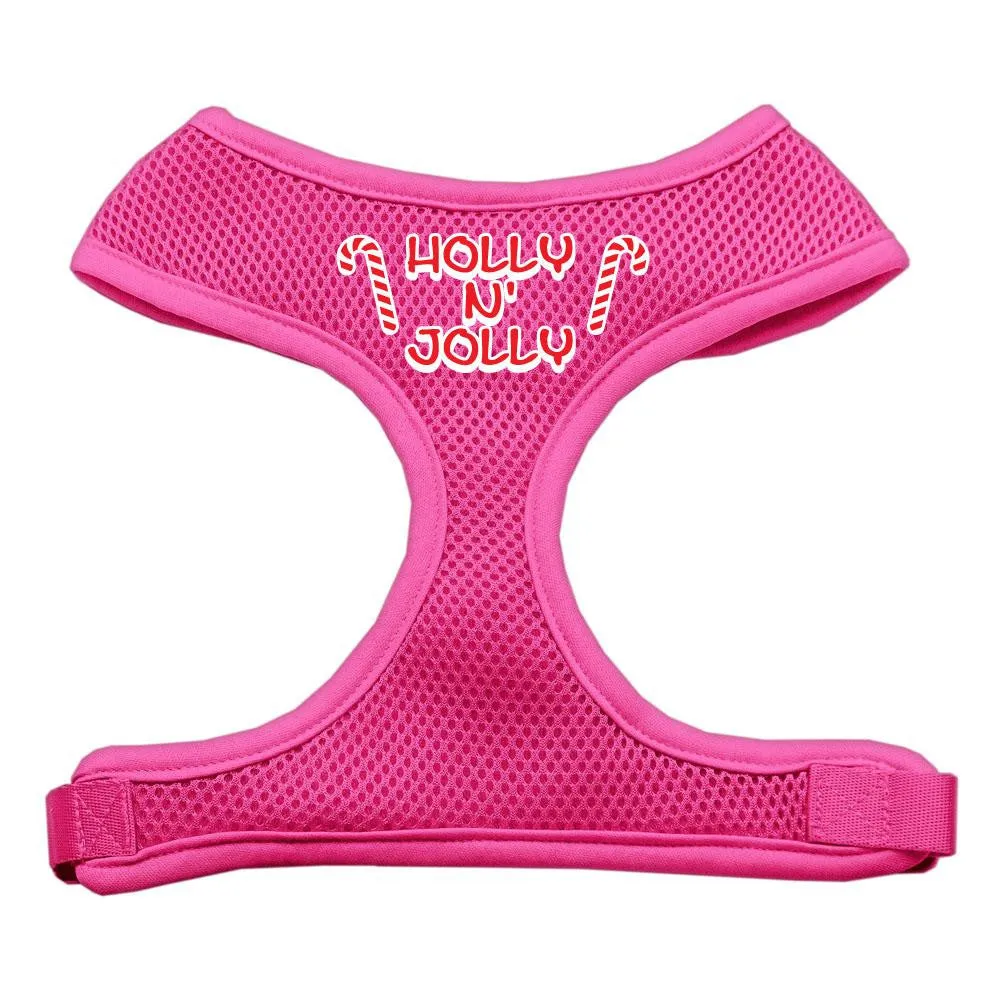 Holly N Jolly Screen Print Soft Mesh Harness  Pink Large