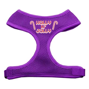 Holly N Jolly Screen Print Soft Mesh Harness  Purple Small