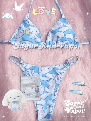 Kawaii White Puppy Bikini Set