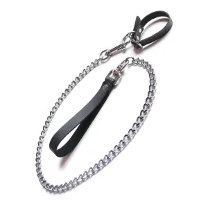 Adjustable Buckling Cock Ring with Chain Leash Set by Kinklab