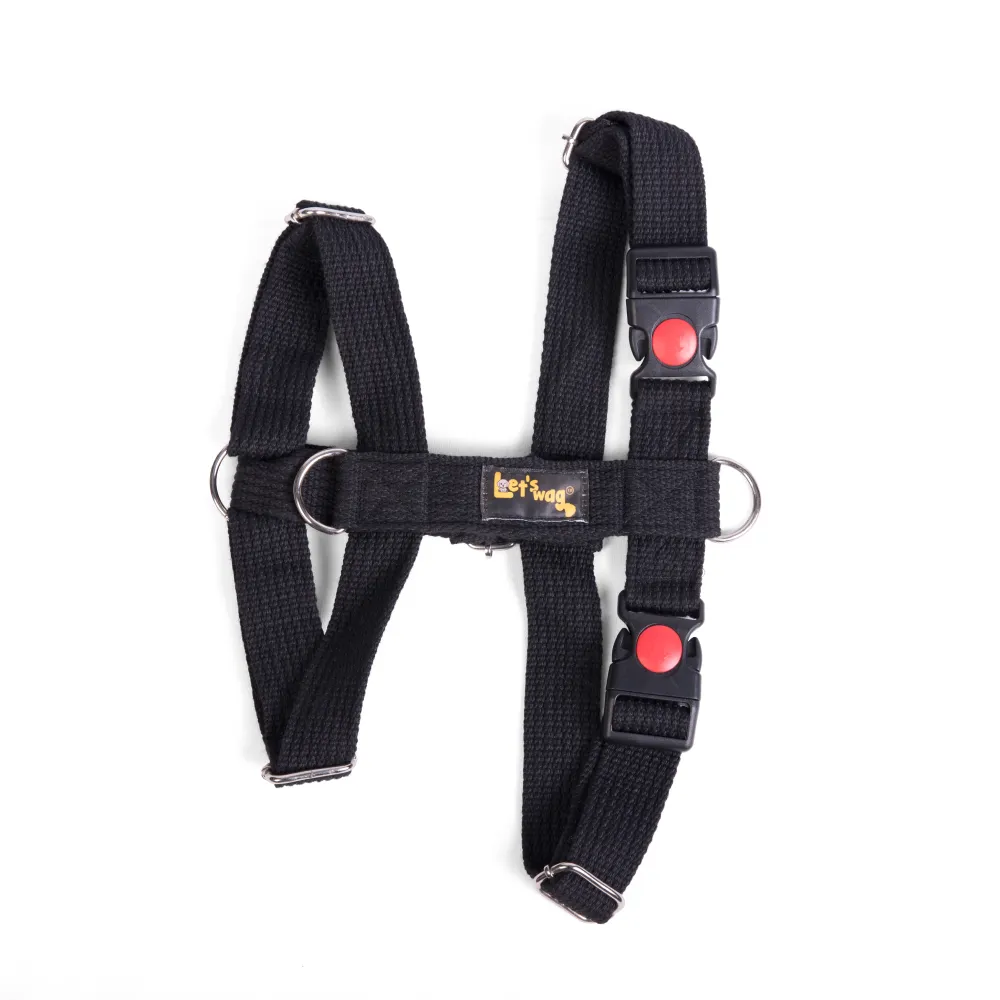 Let's Wag H Harness for Dogs (Black)