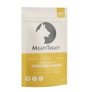 Meaty Treaty Freeze Dried Australian Chicken Hearts Cat & Dog Treats 100g