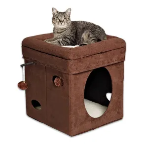 Midwest Curious Cat Cube (Brown, 15.125" x 15.125" x 16.5")