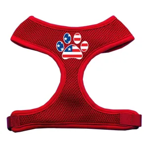 Paw Flag USA Screen Print Soft Mesh Harness Red Small