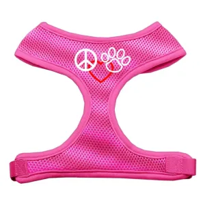 Peace, Love, Paw Design Soft Mesh Harnesses Pink Large