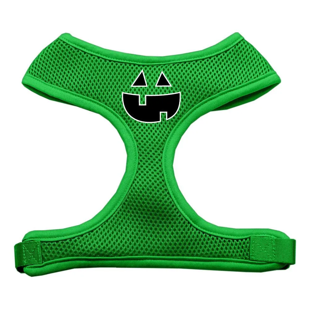 Pumpkin Face Design Soft Mesh Harnesses Emerald Green Small