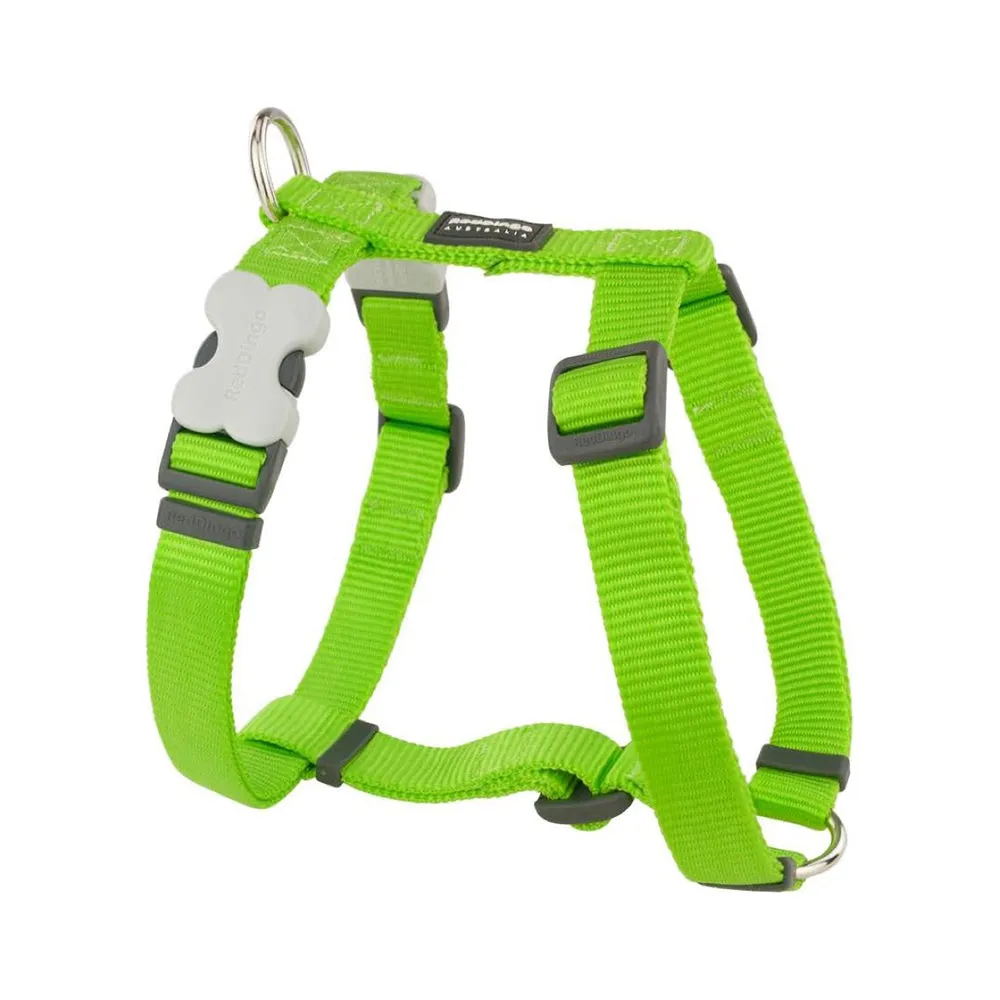 Red Dingo Dog Plain Harness Lime Green M 20mm