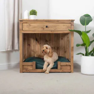 Wooden Broadsand Open Dog Crate with Drawer